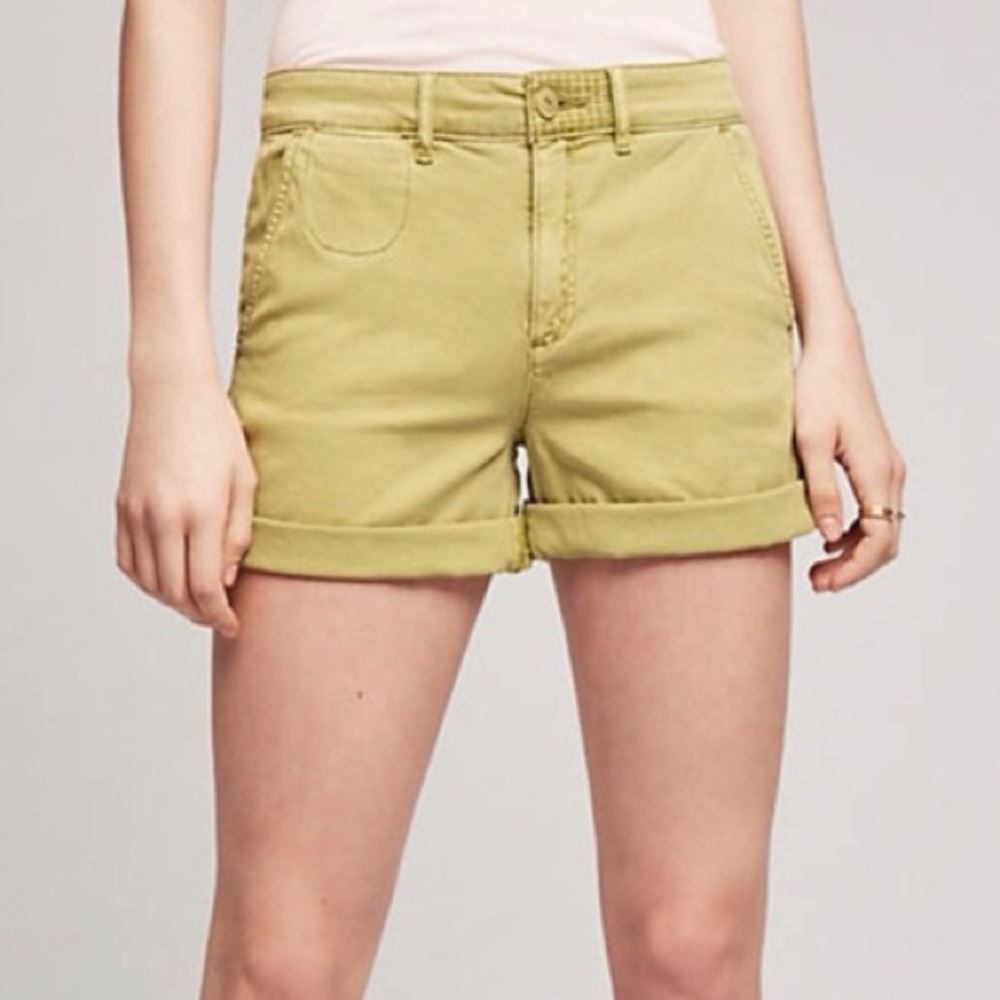 Anthro Relaxed Chino Shorts in Yellow Wash